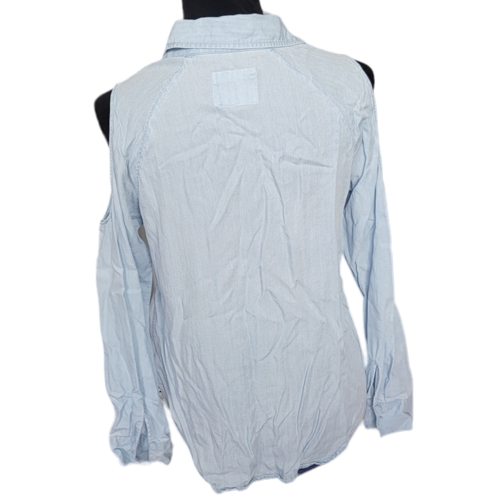 Rails Lana Chambray Cold Shoulder Button Down Shirt Size Small - Picture 5 of 7